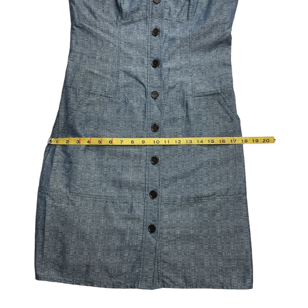 Derek Lam Chambray Denim Button Front Tank Dress Size 8 Blue Sleeveless - Picture 11 of 15